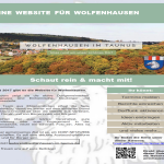 Flyer von Wolfenhausen im Taunus wirbt für Unterstützung und Beiträge aus den Vereinen.